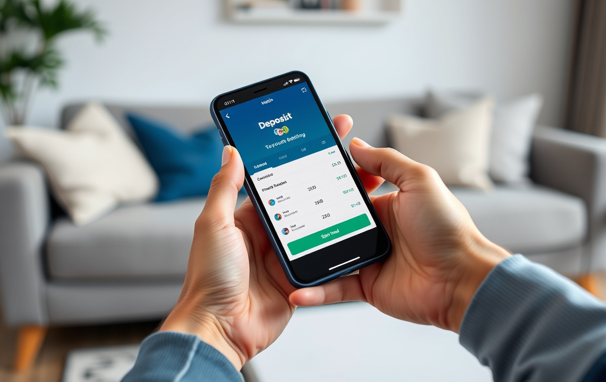 Person som setter inn penger på en bettingside via MuchBetter-appen på mobilen.