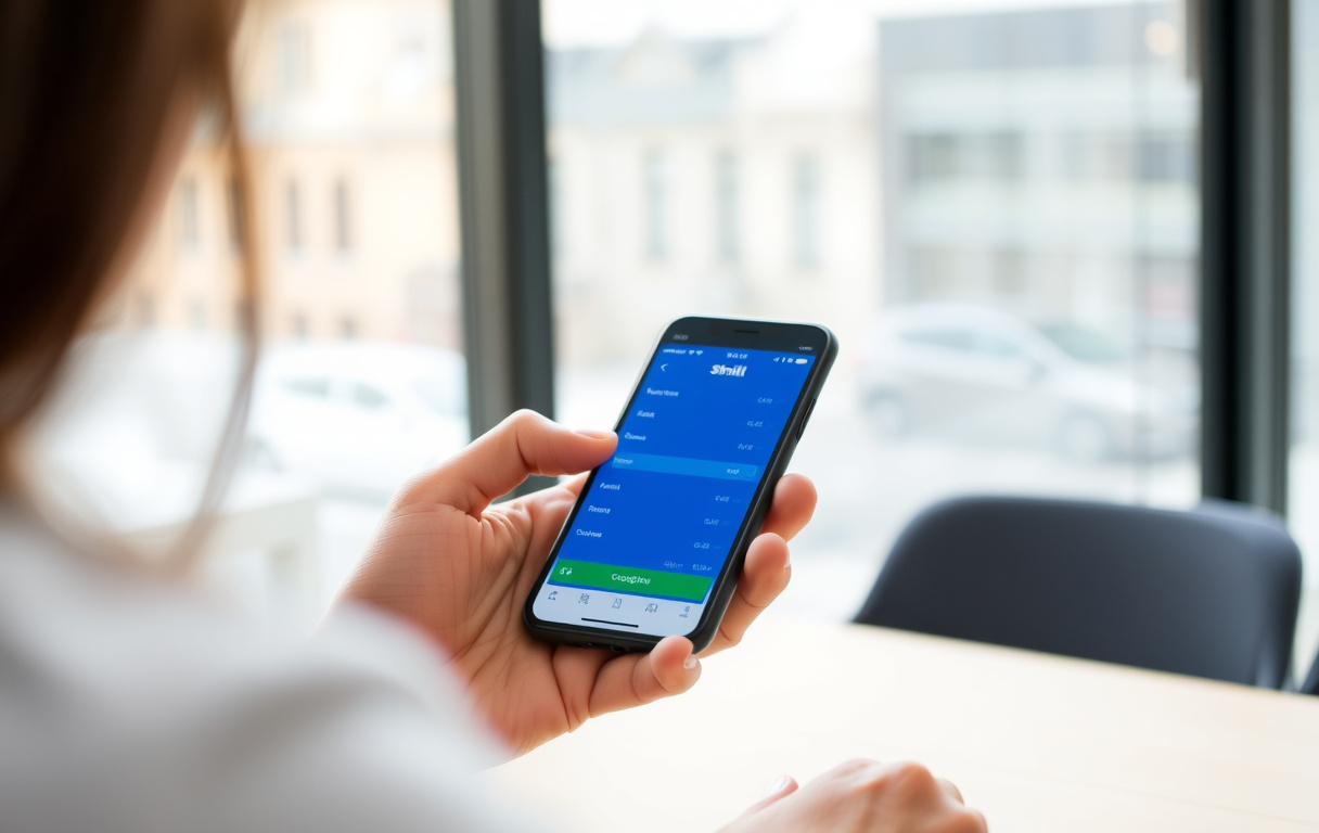 Person som setter inn penger på en bettingside via Skrill-appen på mobil.
