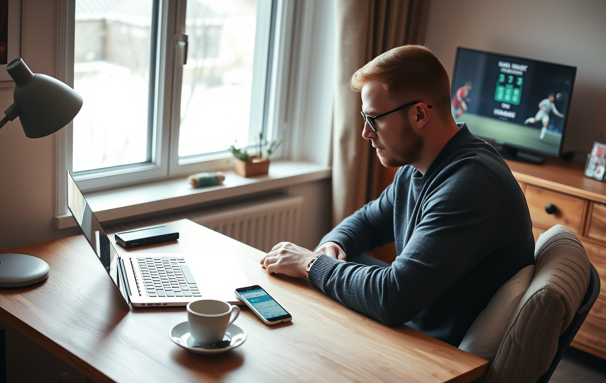 Norsk spiller som analyserer odds og gratisspill på laptop