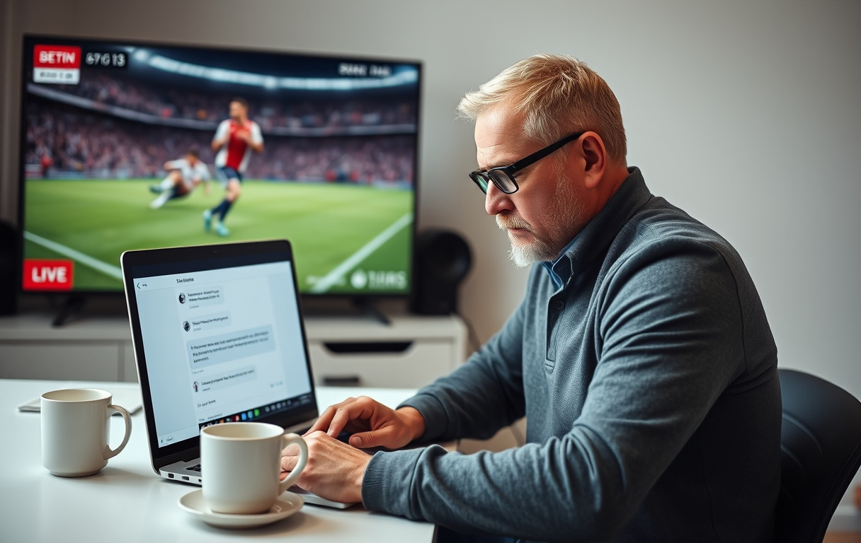 Norsk mann som venter på kundeservice via live chat på en bettingside.