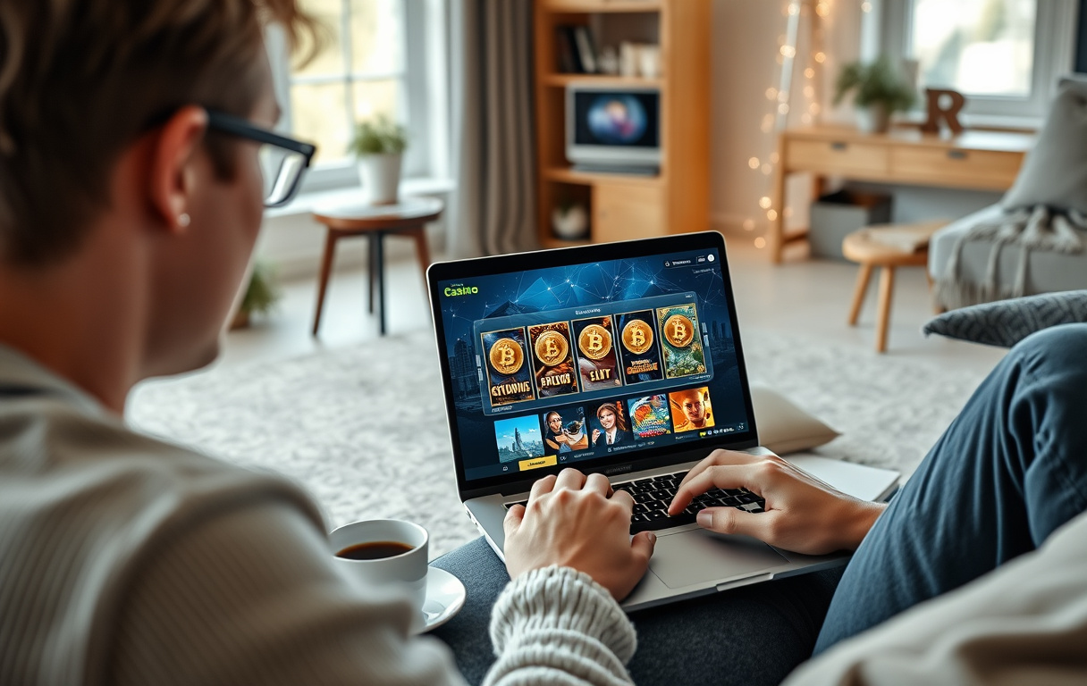 Person som spiller på kryptocasino fra sofaen i Norge