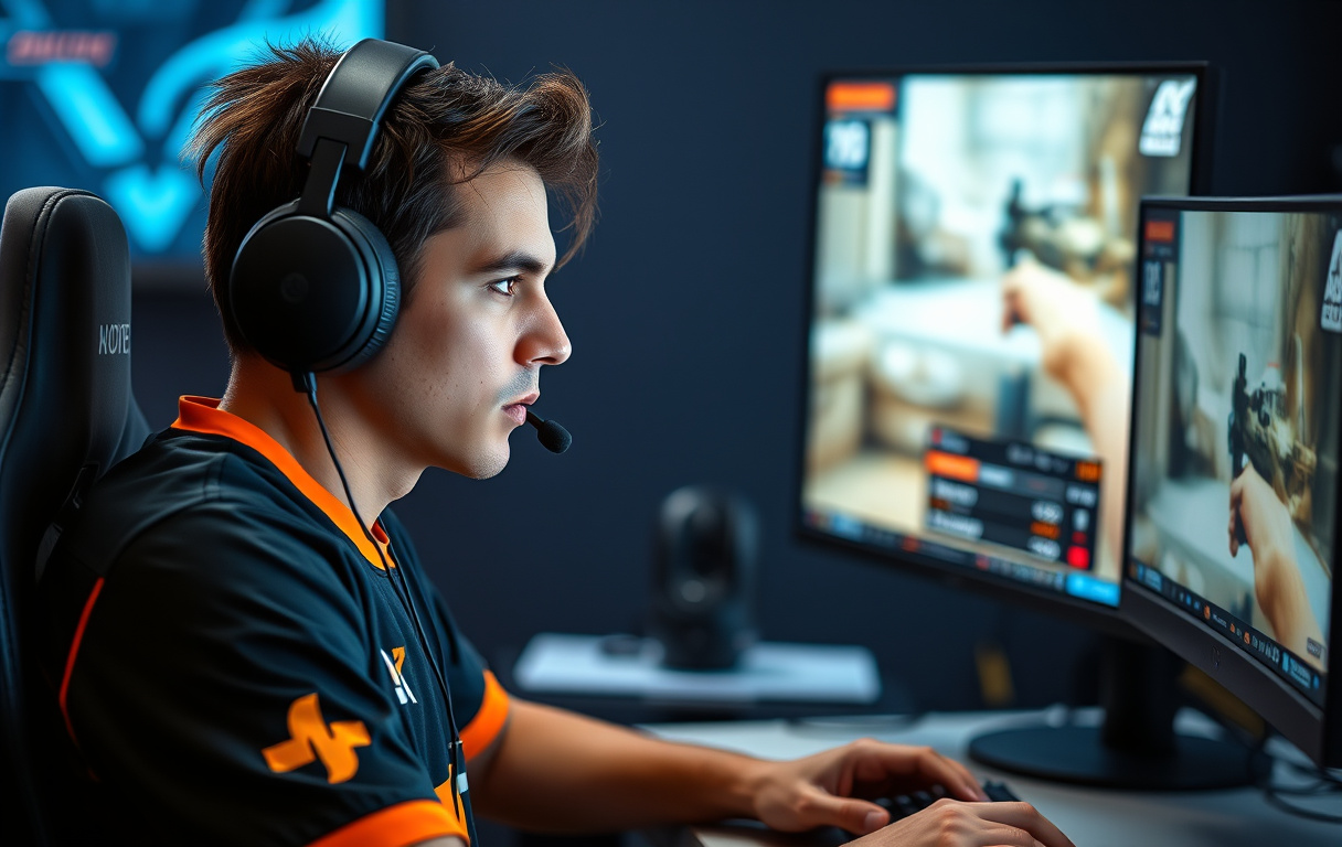 Profesjonell eSport-spiller i aksjon med bettingodds på skjermen