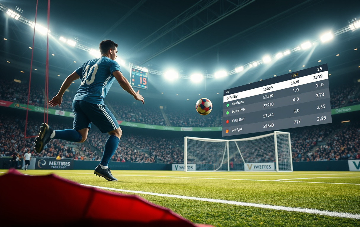 Håndballkamp i aksjon med odds på skjermen – illustrasjon av betting på håndball.